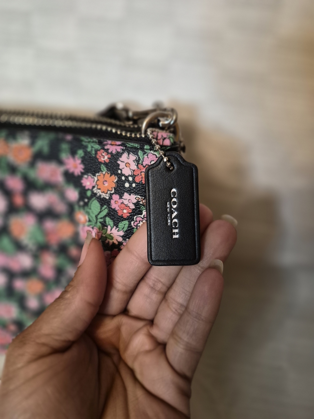 Coach Black Floral Crossbody Bag with Pink & Green Accents - Picture 3 of 7